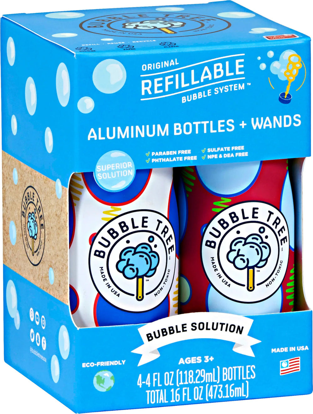 4 Pack Aluminum Refillable Bubble Bottles