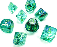 Borealis Kelp/light green Luminary Polyhedral 7-Dice Set (with bonus die)