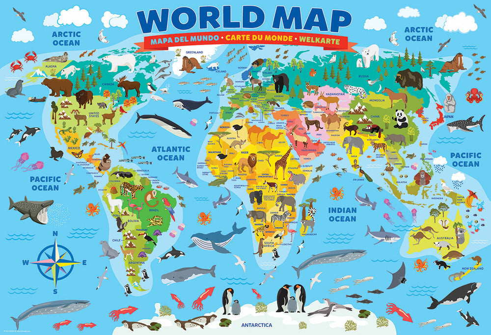 Illustrated Map of the World 100-Piece Puzzle
