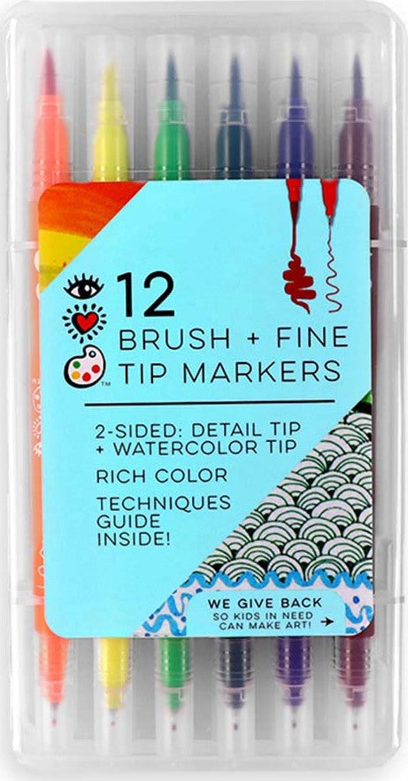 iHeart Art 12 Brush Tip Fine Tip Markers