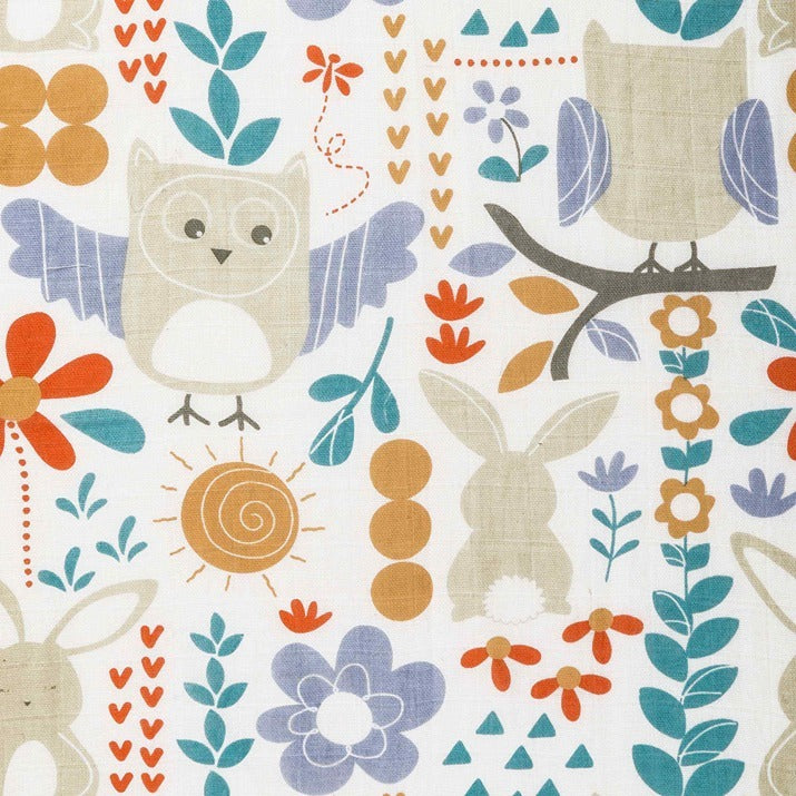 Leika Cotton Swaddle - Owl & Bunny - 47x47"