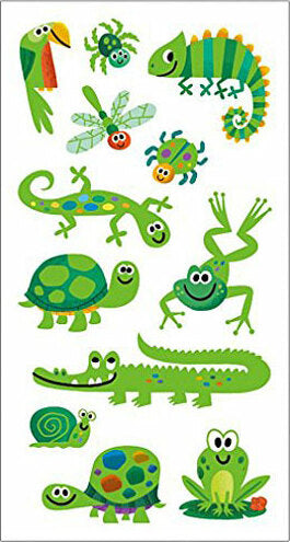 Furry Green Animals Sticker Pack
