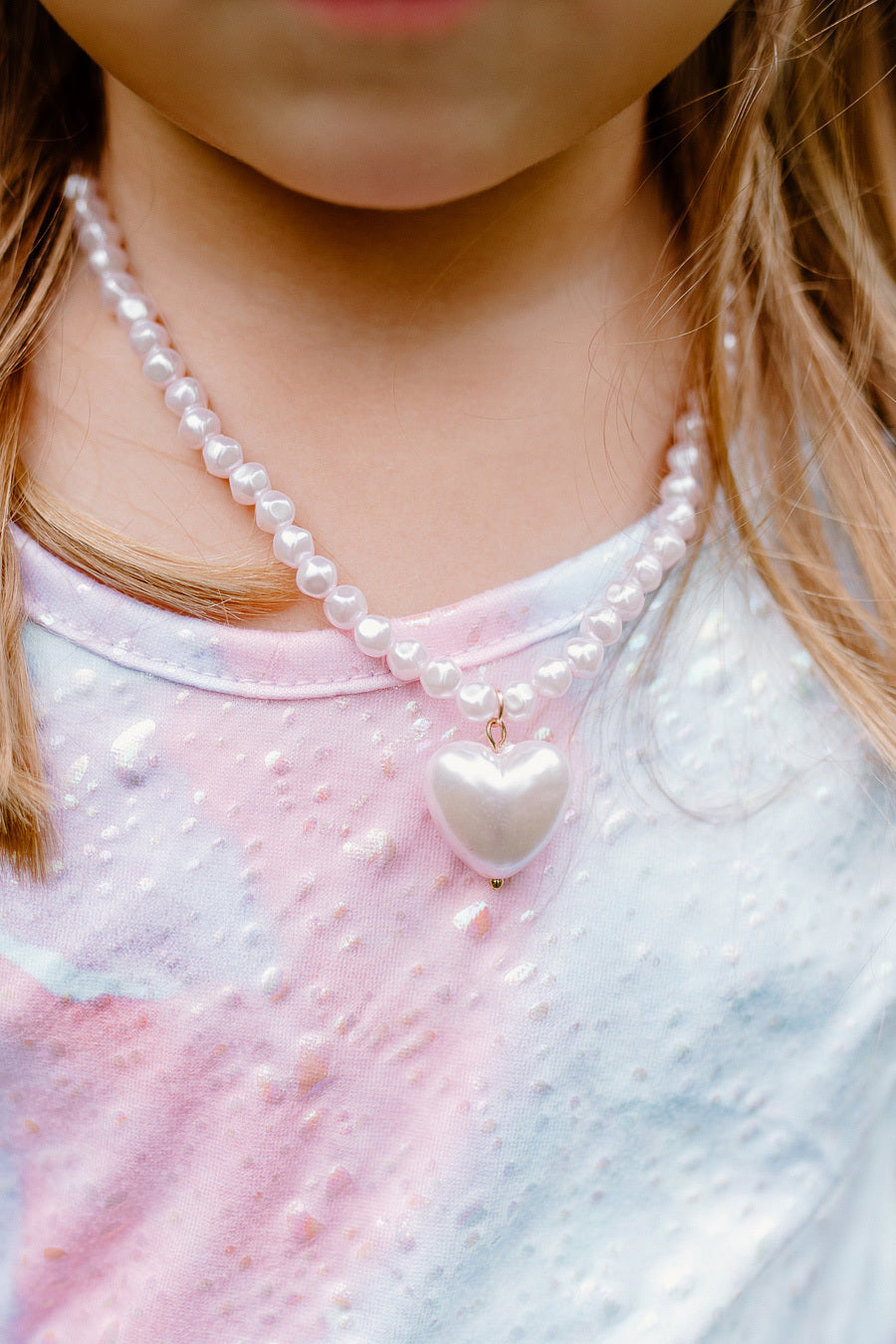 Pink Pearl Heart Necklace