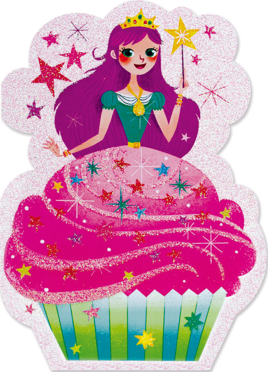 Princess Cupcake Glitter Card